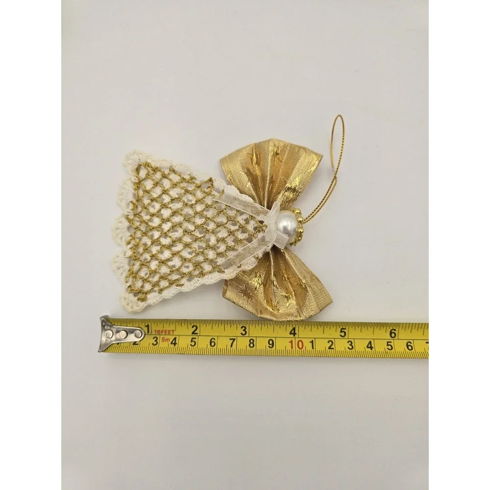 Avon Crochet Angels in Gift Box Gold White Vintage Set of 2 Christmas Ornaments